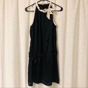 Black Silky Dress with Bow Tie